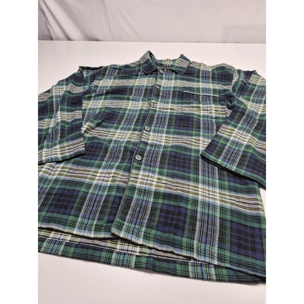 VTG Polo Ralph Lauren Shirt Mens M Green Plaid Flannel Long Sleeve Sleepwear